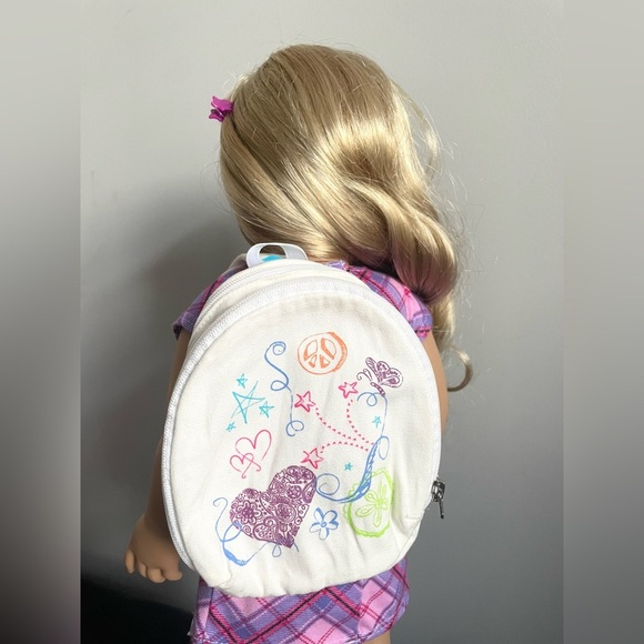 American Girl Doll White Doodle Backpack Retired 2014 - Picture 2 of 6